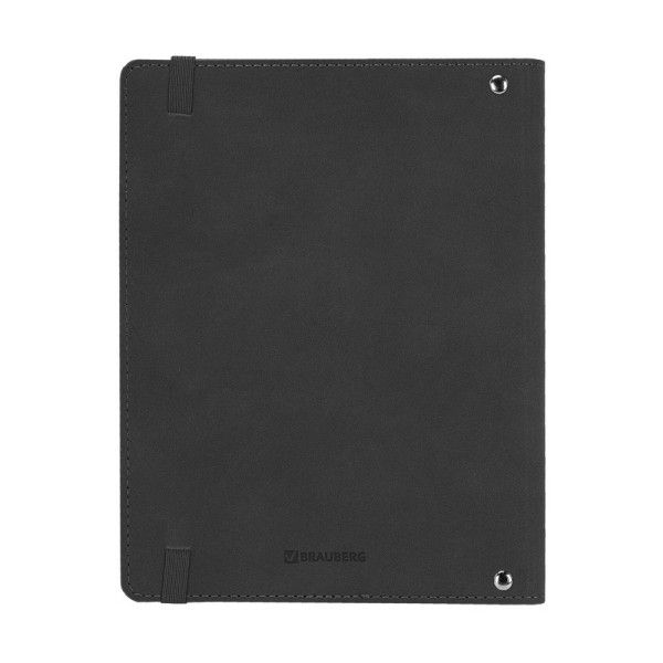 Тетрадь на кольцах 120л. А5 BRAUBERG "ELEGANT" экокожа, с резинкой, черный S-405240