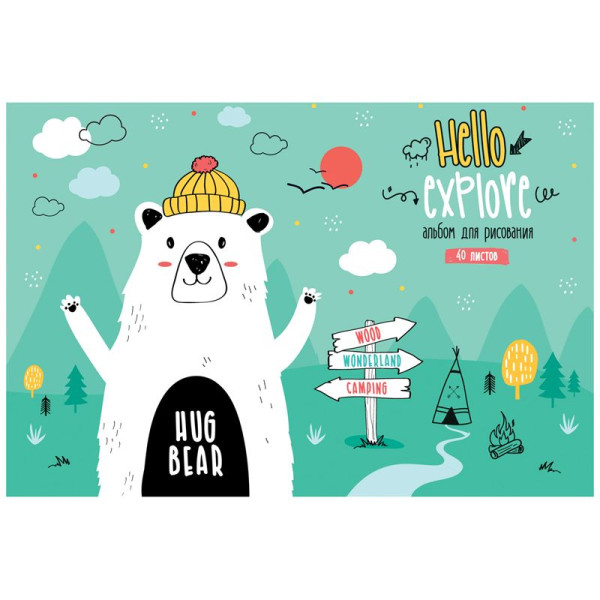 Альбом для рисования 40л. A4 ArtSpace "Рисунки. Bear hug" на склейке RE-А40кл_36142