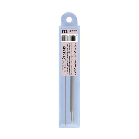 Спицы для кос и жгутов прямые GAMMA 2 шт 11 см (d 2 + 5 мм) NS2-11-2/5