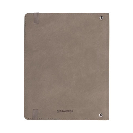 Тетрадь на кольцах 120л. А5 BRAUBERG "ELEGANT" экокожа, с резинкой, бежевый S-405242