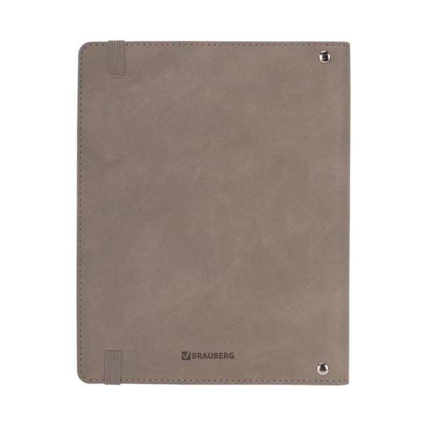 Тетрадь на кольцах 120л. А5 BRAUBERG "ELEGANT" экокожа, с резинкой, бежевый S-405242