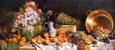 Пазл Castorland 600 Still life with flowers and fruit on a table B-060108