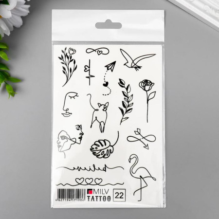 Татуировка на тело "Тонкие линии" 10 x 15 см SIM-7160442