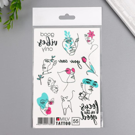 Татуировка на тело "Лица" 10 x 15 см SIM-7064900