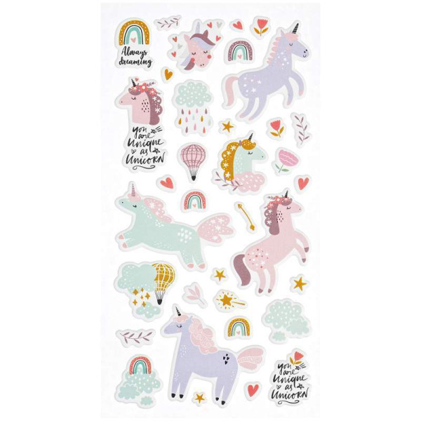 Наклейки объемные MESHU "Unicorn dream" 10 x 19 см RE-MS_36955