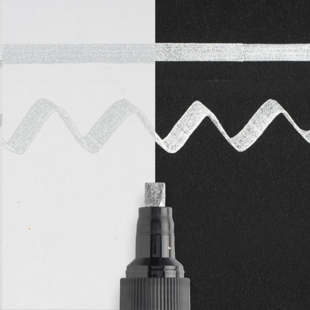 Маркер SAKURA Pen-Touch Calligrapher толстый стержень 5.0 мм Серебряный MPXPFK-C-53