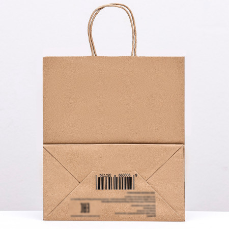 Пакет бумажный "Крафт" с кручеными ручками 22 x 12 x 25 см 90 г/м2 SIM-9935779