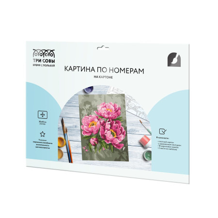 Картина по номерам на картоне ТРИ СОВЫ "Розовые пионы" 30 x 40 см, краски и кисть RE-KK3040_00012