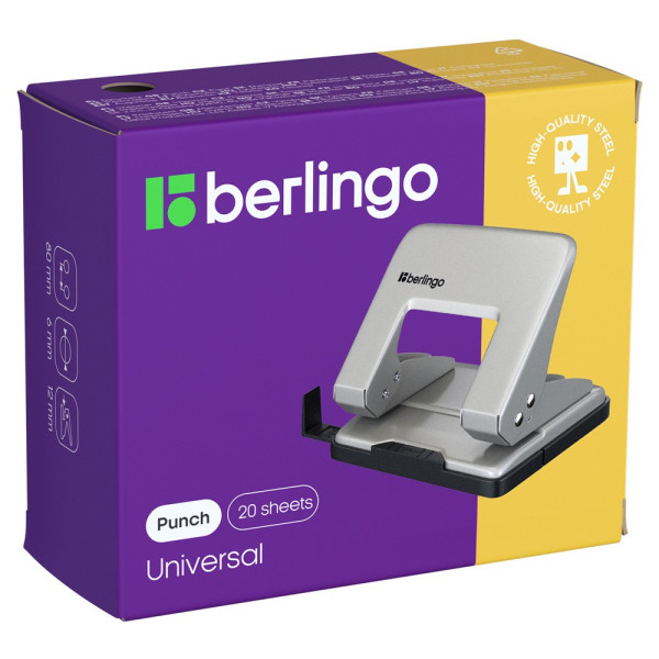 Дырокол Berlingo "Universal" 20л. металлический, серый RE-DDm_20042