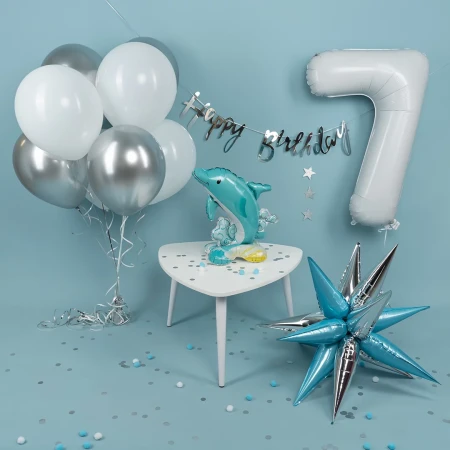 Гирлянда Happy Birthday (курсив), серебро 500 см SF-521177