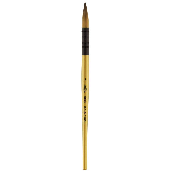 Кисть художественная синтетика ГАММА "Gold Brush" круглая №8 французское крепление, короткая ручка RE-1000008