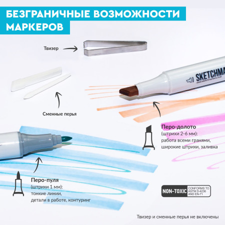 Набор маркеров SKETCHMARKER Basic 1 36 шт базовые оттенки + сумка органайзер MP36bas1