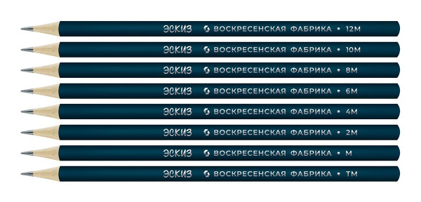 Набор графитных карандашей ВКФ "Эскиз" заточенный 8 шт ассорти 8B-1700