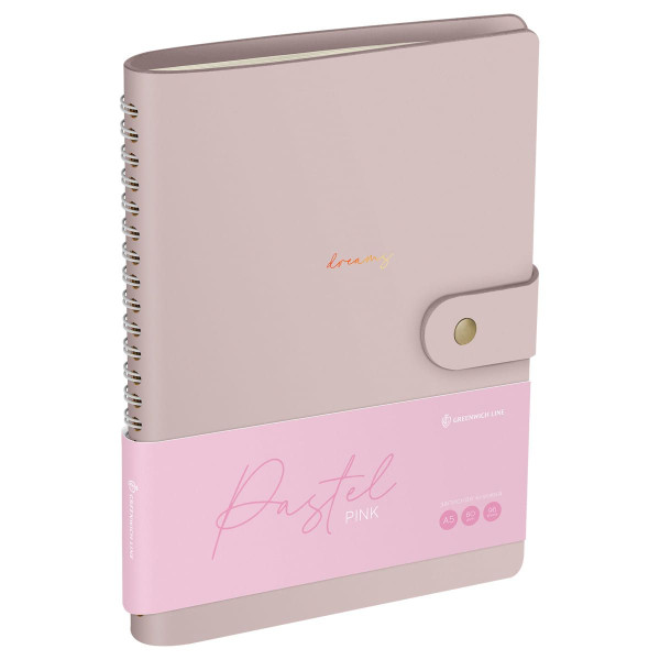 Записная книжка А5 96л. Greenwich Line "Pastel. Pink" ЛАЙТ, кожзам, скрытый гребень, блок в линию RE-NA5_51412