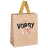 Пакет подарочный 18 x 23 x 10 см MESHU "Don't worry" отд. фольгой, крафт RE-MS_45710