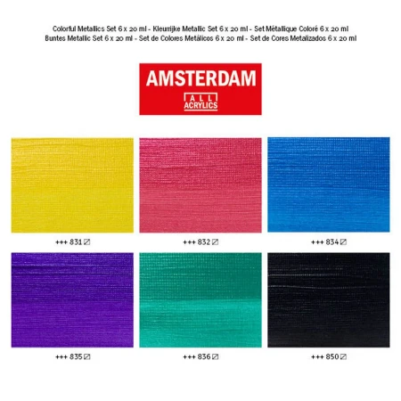 Набор акриловых красок AMSTERDAM Standard 6 цв x 20 мл, металлик RT17820504