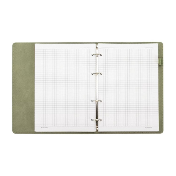 Тетрадь на кольцах 120л. А5 BRAUBERG "ELEGANT" экокожа, с резинкой, оливковый S-405244