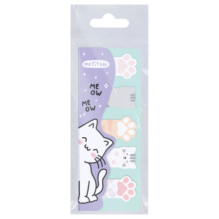Флажки-закладки MESHU "Meow paw" 20 л, 5 цветов, европодвес RE-MS_54265