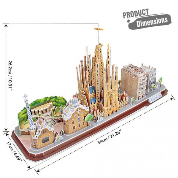 3D пазл CubicFun Серия "CityLine" Барселона, 186 деталей UT-MC256h