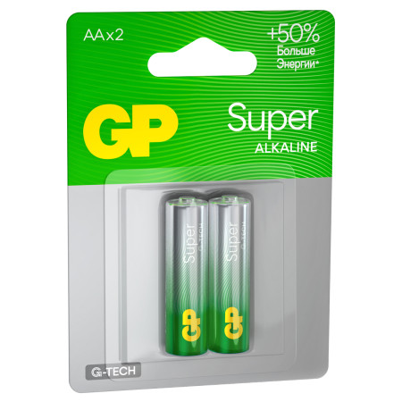 Батарейка GP Super G-Tech AA (LR6) 15A алкалиновая, 2 шт RE-GP-15AA21-2CRSBC2