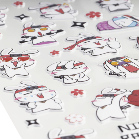 Наклейки объемные MESHU "Ninja Rabbity" 10 x 23 см RE-MS_66578