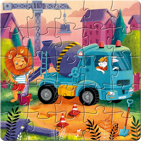 Деревянный детский пазл Step Puzzle "Стройка" 3 пазла 75 элементов STP-89922