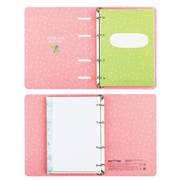 Тетрадь на кольцах 120л. A5 MESHU "Flower Story" картон, мат. ламинация, выборочный УФ-лак RE-MS_31533