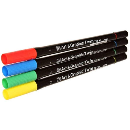 Набор маркеров ZIG Art & Graphic Twin Core color (основные цвета) 4 шт MPTUT-80/V4CORE