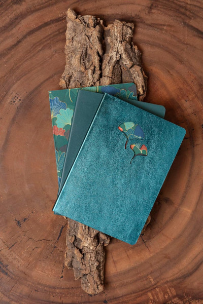 Блокнот CLAIREFONTAINE Ginkgo A5 90 г/м2 72 л, в линейку, мягкая обложка из натуральной кожи, ассорти RH-115949C