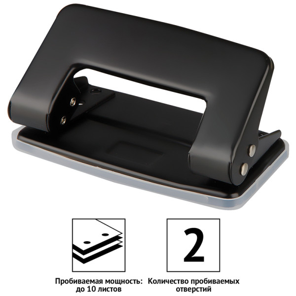 Дырокол OfficeSpace 10 л, металлический, черный RE-P201BL_436
