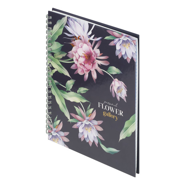 Тетрадь 80л. A5 клетка на гребне BG "Flower gallery" глянцевая ламинация, твердая обложка RE-ТТ5гр80_лг_12753