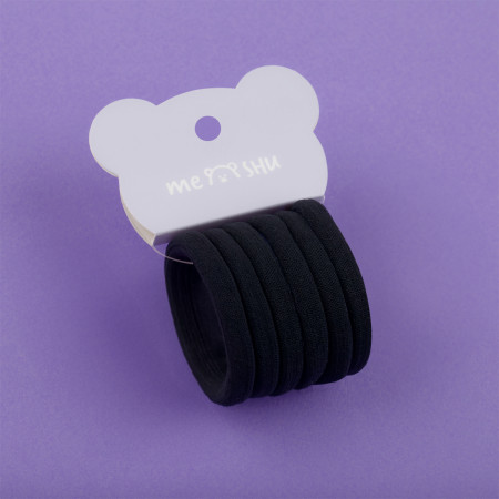Резинки для волос MESHU "Essence thin" черные, 6 шт, европодвес RE-MS_60540