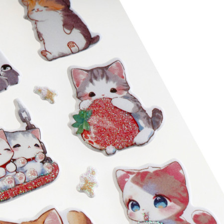 Наклейки объемные MESHU "I meow you" 10 x 23 см, с блестками RE-MS_66572