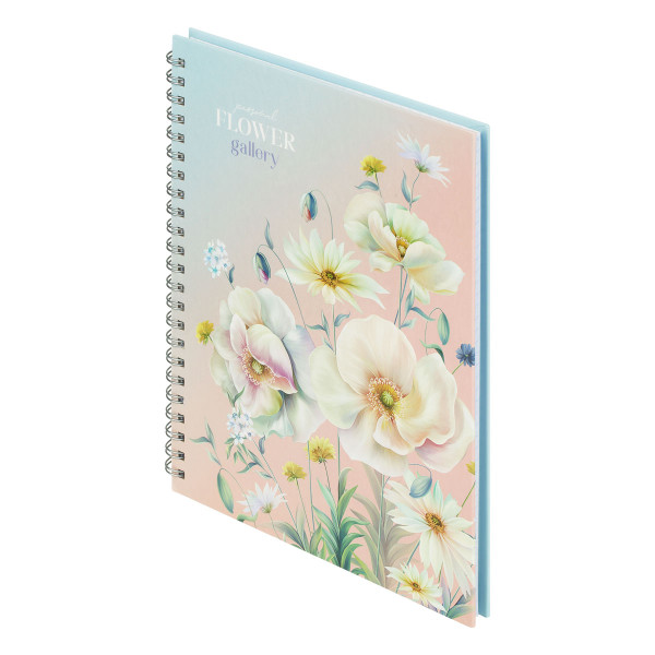 Тетрадь 80л. A5 клетка на гребне BG "Flower gallery" глянцевая ламинация, твердая обложка RE-ТТ5гр80_лг_12753