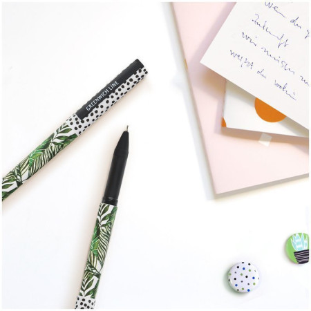 Ручка шариковая Greenwich Line "Exotic leaves" синяя, 0.7 мм, игольчатый стержень, грип, софт-тач RE-GL_24708/Pbl_32669