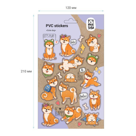 Наклейки ПВХ MESHU "Сute dog" 10 x 21 см, 22 накл, инд. уп., европодвес RE-MS_43583