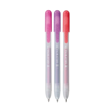 Ручки гелевые SAKURA Gelly Roll Metallic, выдвижные, набор 3 цвета (красный, розовый, фиолетовый) RTPXGBRAMET3C
