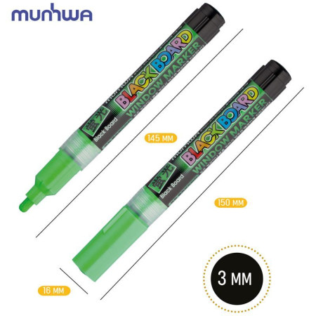 Маркер меловой MunHwa "Black Board Marker" 3 мм, водная основа, зеленый RE-BM-04