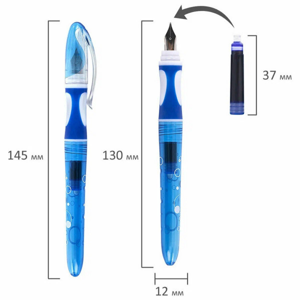 Ручка перьевая BRAUBERG "DELTA" с 10 сменными картриджами, эргономичный корпус, иридий S-143954