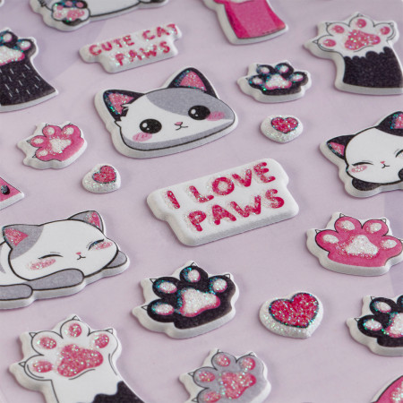 Наклейки объемные MESHU "Love Paws" 10 x 23 см, с блестками, инд. уп., европодвес RE-MS_66577