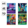 Тетрадь 48л. A5 клетка Greenwich Line "Colorful futuristic art" глянцевая ламинация, 70 г/м2 RE-N5c48-41076