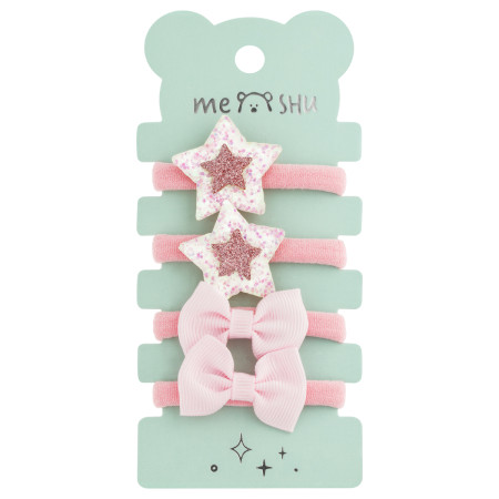 Резинки для волос MESHU medium, c текстильными топперами, ассорти, 4 шт, d 3 см, европодвес RE-MS_60576