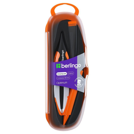 Готовальня Berlingo "Optimum+" 2 предмета, циркуль 135 мм, пластиковый футляр RE-DS_00202