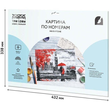 Картина по номерам на картоне ТРИ СОВЫ "Красный Лондон" 30 x 40 см с акриловыми красками и кистями RE-КК_44071