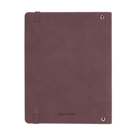 Тетрадь на кольцах 120л. А5 BRAUBERG "ELEGANT" экокожа, с резинкой, бургунди S-405245