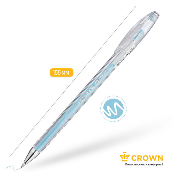 Ручка гелевая Crown "Hi-Jell Pastel" голубая пастель, 0.8 мм RE-HJR-500P-BL
