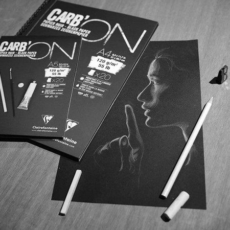 Скетчбук CLAIREFONTAINE Carb'ON 120 г/м2 A5 20 л, склейка, черные листы RH-975038C