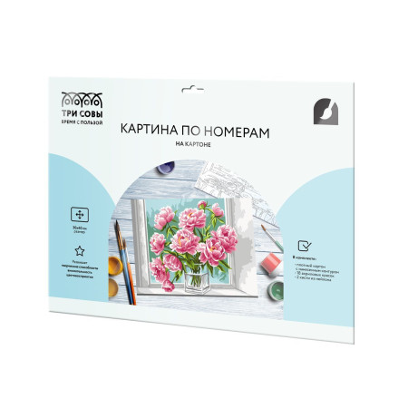 Картина по номерам на картоне ТРИ СОВЫ "Нежные пионы" 30 x 40 см, краски и кисть RE-KK3040_00002