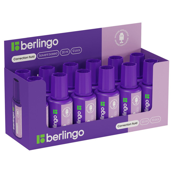 Корректирующая жидкость Berlingo 20 мл, на химической основе, с губчатым аппликатором RE-KR 550