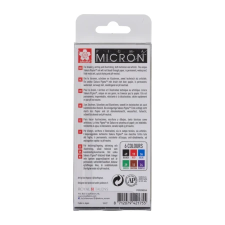 Набор капиллярных ручек SAKURA Pigma Micron 6 цветов (0.45 мм) RTPOXSDK056A
